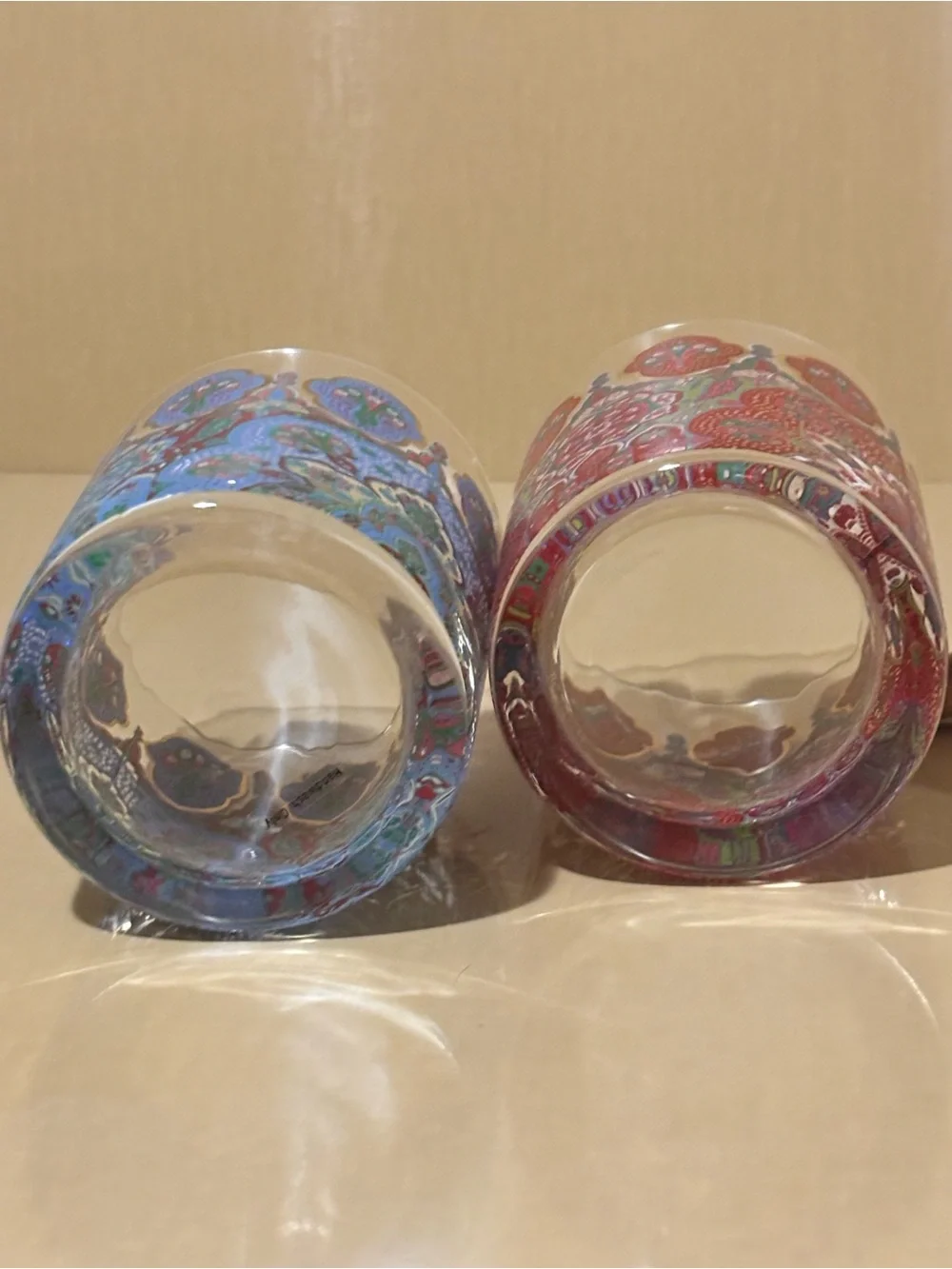 Set of 2 Double Old Fashioned Peacock Glasses
